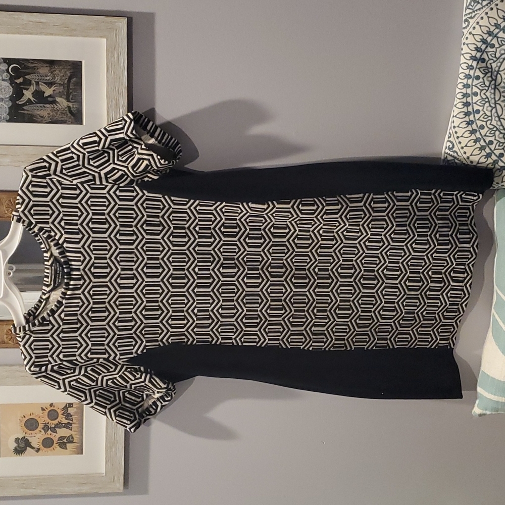 Fun Dorothy Perkins Black and White Pattern Bodycon Dress sz16